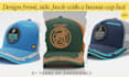 design front, side and back with a beanie cap hat