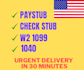 do paystub, check stubs, tax returns, w2, 1099 and 1040