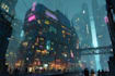 make cyberpunk illustration sci fi futuristic city