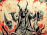 create a horror metal cover illustration with manual drawing