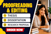 edit and proofread thesis, dissertation, and research proposal