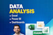 do data analytics, data visualization dashboards in excel and power bi