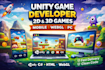 develop 2d and 3 mobile, webgl, pc game in unity HTML