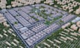 buildup community house unit, render master plan, urban development, aerial view