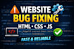 debug and fix HTML, CSS, javascript, or mern bugs