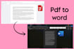 convert your pdfs into editable word,excel, notepad file in few hours