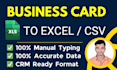 manually enter data from business cards to excel or google sheets