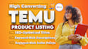 do shopify product listing, ebay listing temu product upload, seo optimization