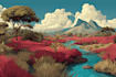 draw a natural landscape and background illustration