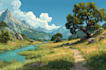 draw a natural landscape and background illustration