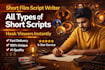 write engaging stories, short film scripts and vlog scripts that hook viewers