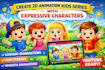 create 2d animation kids series with unique characters