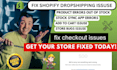 fix shopify stock sync app errors and dropshipping store bugs, product errors