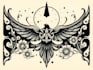 draw a custom linocut style flash tattoo design