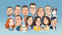 draw group cartoon, caricature based on your photo