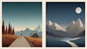 create minimalist landscape illustrations and posters