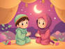 illustrate cute islamic children storybook illustration