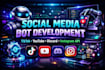build social media bot, tiktok bot, youtube bot, discord bot, instagram api bot