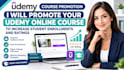 promote your udemy online course to increase student enrollments and ratings