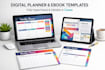 design hyperlink planner, digital planner, canva ebook template and adhd planner