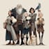 create a character design dnd party, game art, dnd character
