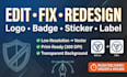 edit, fix, modify, redesign, recreate logo, badge, sticker, patch, label, emotes