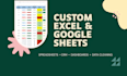 create custom excel and google sheets spreadsheets and CRM