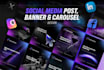 design linkedin or x banner, instagram carousel, ad creatives, and carousel ads
