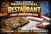design a professional restaurant layout and architectural plan