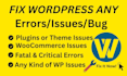 fix wordpress issues, fix wordpress error, wordpress bug fix, woocommerce fix