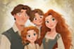 make a professional disney family portrait art