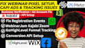 do gohighlevel facebook meta pixel tracking webinarjam kajabi zoom registration