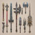 draw custom fantasy dnd weapons art and props