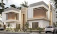 upscale 3d house elevation,modern villa design, duplex exterior,facade rendering