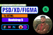 convert figma to html psd xd to html responsive bootstrap 5