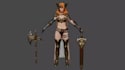 uv unwrap 3d game character,mid poly game model,asset retopology,female warrior