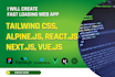 create website using tailwind CSS, alpine js, react, next, vue from figma