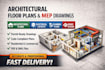 do architectural design floor plan autocad mep layout  and revit drafting