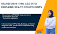 convert HTML CSS to react js components