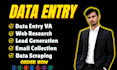 do data entry va, email collection, and web research