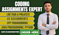 do coding assignments, app and game development projects in c, cpp, python, java