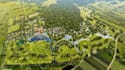 do master plan, 3d golf club field, aerial view render