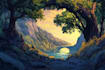 create stunning fantasy landscape, background illustration