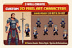 create 2d pixel art character 8 bit 16 bit 2d game asset