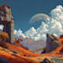 draw a sci fi fantasy landscape  illustration