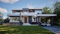 draw residential building 2d plan, model 3d villa exterior, architectural render