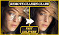 remove glare, reflections, flash spots from glasses and edit