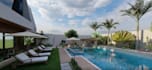 model resort floorplan, 3d hotel exterior design, modern tropical house render