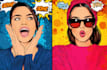 draw pop art in retro comic style