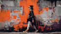 paint real graffiti art on the street wall
